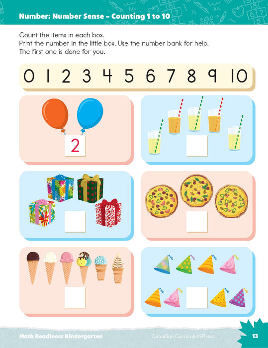 inside page  numbers counting 1 to 10 math kindergarten
