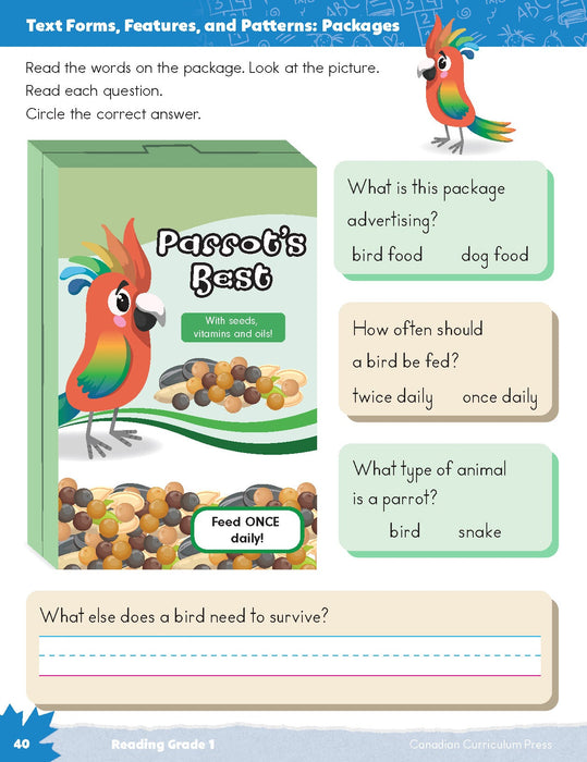 text forms, features and patterns, grade 1 reading