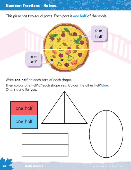 Grade 1 workbook fractions