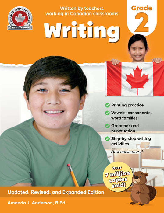 Grade 2 writing front cover, follows the Canadian curriculum