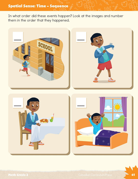 time and sequence, sample inside page grade 2 math
