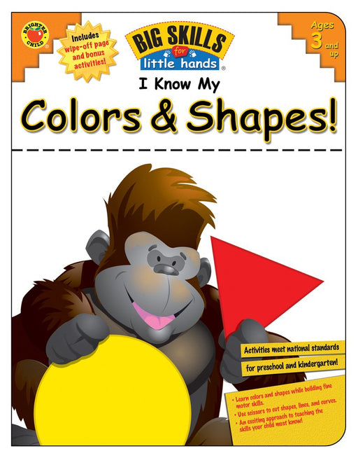 Big Skills for Little Hands(R) helps early learners prepare for kindergarten by building important basic and motor skills! By using I Know My Colors & Shapes!, young children will learn to recognize colors and shapes while building fine motor skills, pasting, using pencils, and using scissors to cut shapes, lines, and curves. A bonus write-and-wipe page at the back of the book offers space for practicing additional fine motor activities. The activities in this workbook support national standards for early c