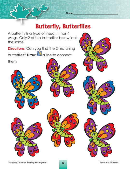 This jumbo, full-colour workbook, which includes a kindergarten skills developmental checklist, parent suggestions, and ideas for easy at-home learning activities, will give children the tools they need to build a solid foundation of early reading skills. By following the curriculum taught in Canadian schools, the lessons and activities in the Kindergarten Complete Canadian Reading workbook will give children the confidence required to excel in the classroom and beyond. 352 pages // ISBN: 9781770629073