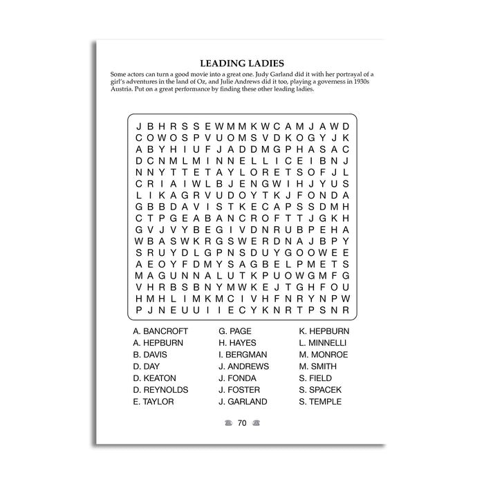 sample of inside page 70, volume 10, of Proudly Canadian Word Search,  with fun facts from the 40s, 50s, 60s, and 70s trivia