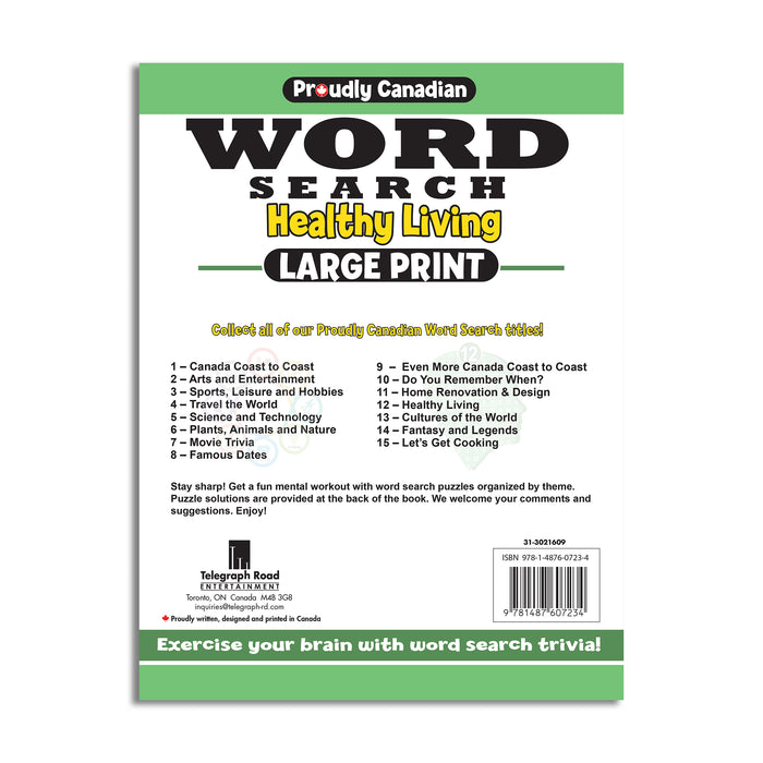 back cover, large print, lots of healthy living word search puzzles 
