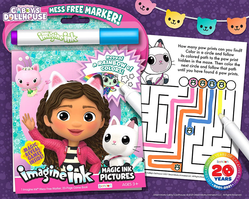Gabby’s Dollhouse Imagine Ink Magic Pictures Book | Mess-Free Colouring Activity by Bendon