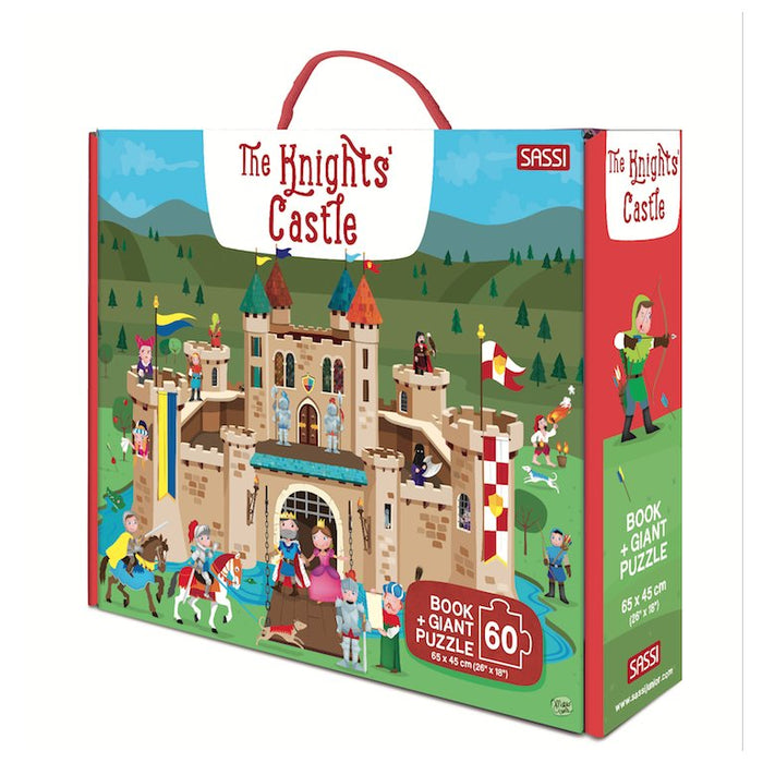 Enter the magical world of knights! A magnificent giant puzzle and a booklet with a rhyming story to discover all the secrets of a medieval fortress are waiting for you. A box embellished with foil containing a giant easy-to-assemble 60-piece puzzle. Ideal for ages 5 and up