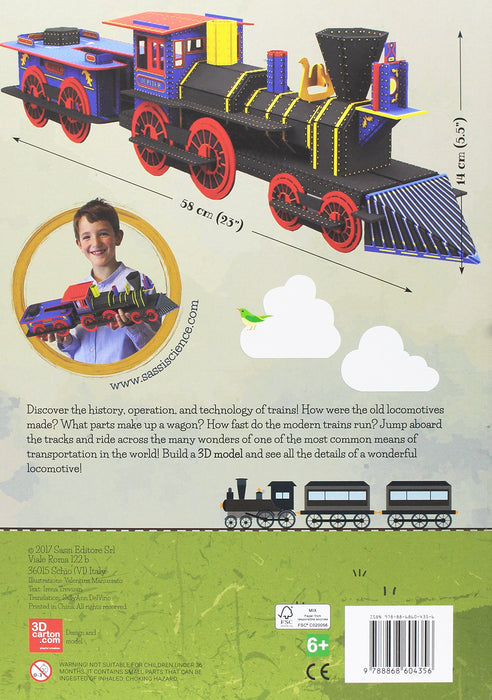 Discover the history, operation, and technology of trains!  How were the old locomotives made? What parts make up a wagon? How fast do the modern trains run? Jump aboard the tracks and ride across the many wonders of one of the most common means of transportation in the world! Build a 3D model and see all the details of a wonderful locomotive!  Portable, closing case with bright, colorful artwork