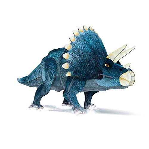 Discover the Triceratops with this 37-piece 3D model and 32-page book, of one of the most famous dinosaurs in history and learn all kinds of facts about the largest creatures that ever populated the planet. The Triceratops is one of the best-known animals of the Mesozoic Era. It was truly unique looking! The Triceratops had a big horn on its snout and two longer horns above its eyes. A large bony frill at the base of its skull looked like a crown!