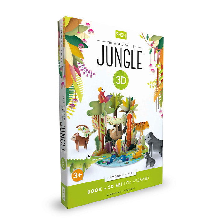 So many creatures live amidst the dense tropical vegetation, trees and vines of the jungle: sweet sloths, funny monkeys, colourful parrots, powerful gorillas and fearsome predators. Assemble the set as you like by inserting the elements you choose, and have fun. learning about the inhabitants of the jungle! The world of the jungle is waiting for you. Are you ready to go on an adventure?