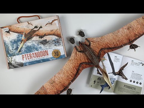 Read the 32-page illustrated book full of fascinating facts about dinosaurs and the Pteranodon and then piece together your own Pteranodon 3D 60 -piece model with a wingspan of more than 1 metre! The model is easy and fun to assemble and doesn’t require glue or scissors.  During the Mesozoic Era, when dinosaurs roamed the Earth, the skies overhead were filled with flying reptiles.