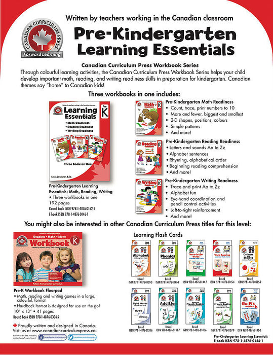 eBook Learning Essentials Pre-Kindergarten: 3 Books in 1 Workbook - Canadian Curriculum Press