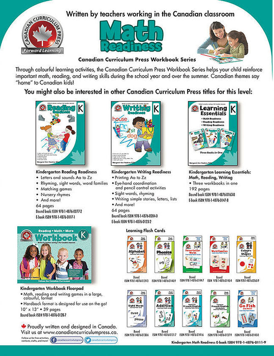 Math Readiness Kindergarten: Counting to 20, Canadian money and time, 2D and 3D shapes, Patterning, classification, and much more! - Canadian Curriculum Press