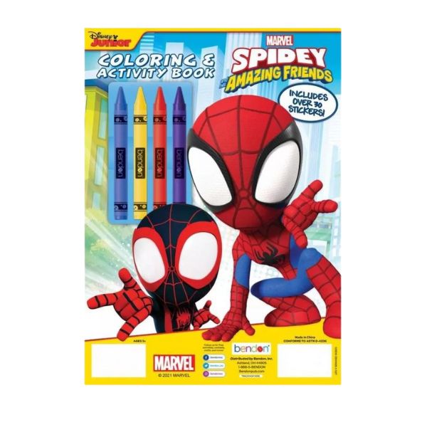 Marvel Spidey  coloring book and crayons set on a white background