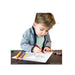Child coloring a picture with crayons on a white background