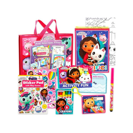 Gabby's Dollhouse Trifold Activity Set – Includes coloring book, stickers, puzzles, and more.