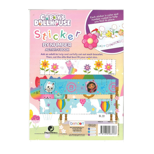 Gabby's Dollhouse Sticker by Number Activity Book gift set with favourite characters Gabby, Mercat, and DJ Catnip