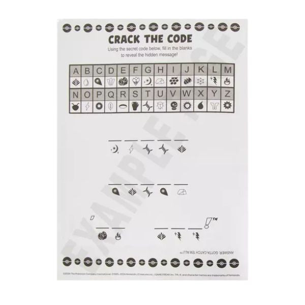 Sheet with code-breaking instructions and a secret message decoder on a white background