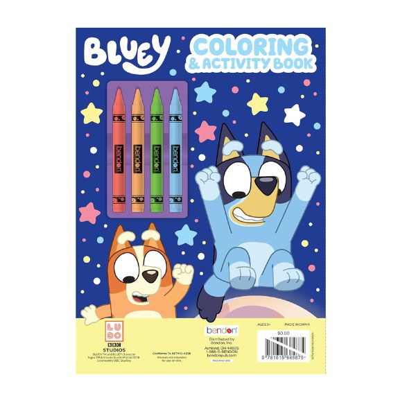 Bluey Coloring Book with Crayons & Stickers – 48-Page Kids Activity