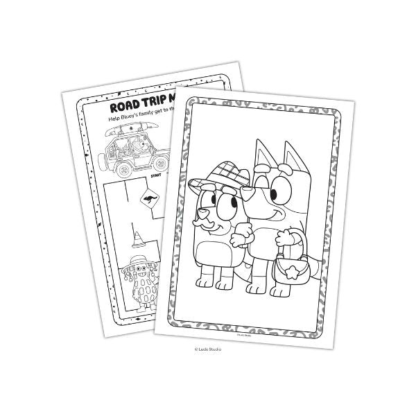 Another activity page from Bendon Bluey Jumbo Coloring & Activity Book with tic-tac-toe, mazes, and coloring fun for preschool kids