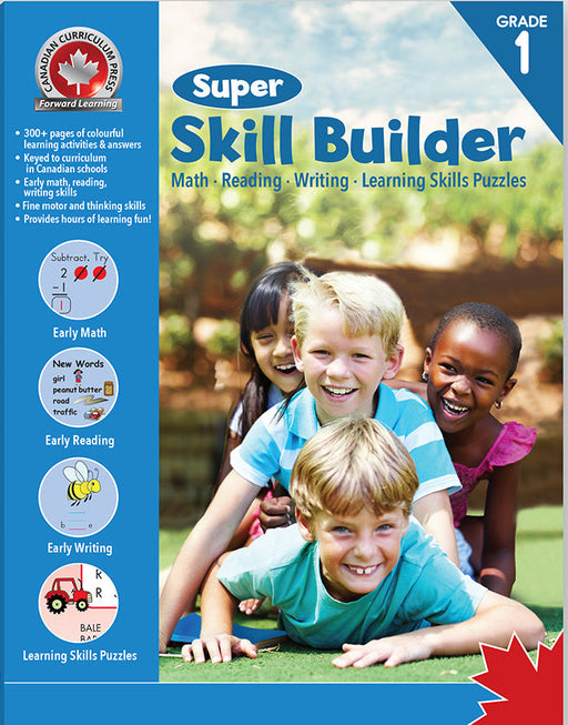 Super Skill Builder Grade 1: Math, Reading, Writing, Learning Skills Puzzles - Canadian Curriculum Press