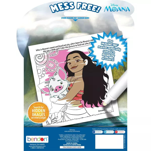 Travel-friendly Moana Imagine Ink coloring book for kids aged 3 and up