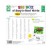 Back of sight words puzzle box showing contents, teaching ideas, and learning benefits.