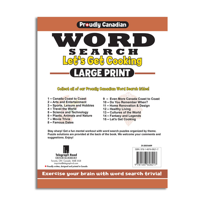 Proudly Canadian Word Search - Let's Get Cooking - Volume 15 back cover