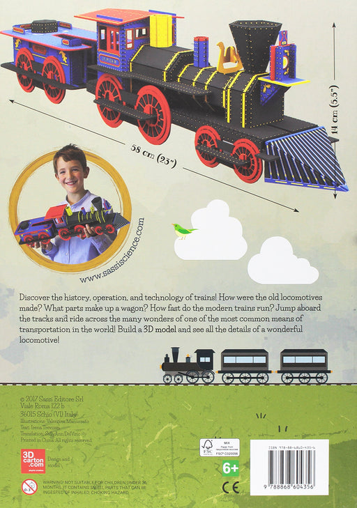 Discover the history, operation, and technology of trains!  How were the old locomotives made? What parts make up a wagon? How fast do the modern trains run? Jump aboard the tracks and ride across the many wonders of one of the most common means of transportation in the world! Build a 3D model and see all the details of a wonderful locomotive!  Portable, closing case with bright, colorful artwork