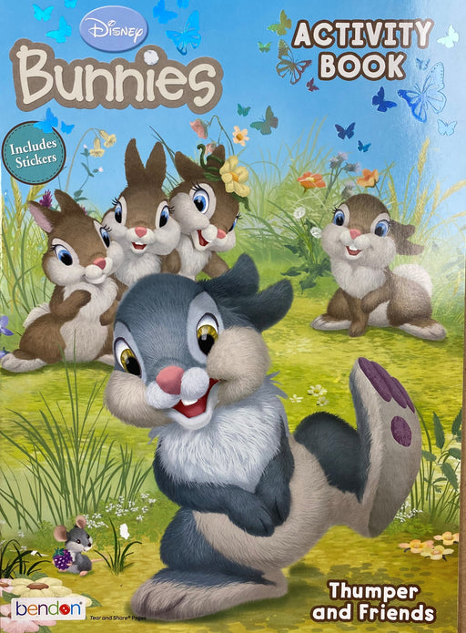 Includes 32 coloring and activity pages, including the title page Pages are perforated on the inner edge so you can display your little one's masterpiece with ease  Disney's Thumper and Friends Bunnies 32-Page Activity Books with Stickers Each Activity Book includes 32 pages of coloring and activities and over 30 Stickers There are coloring pages, puzzles, games, and stickers - lots to keep your little one occupied, entertained, and having fun