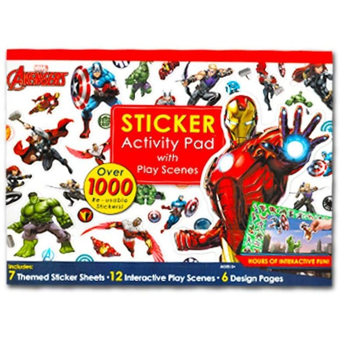 Giant Sticker Pad Marvel's Avengers Oversized sticker pad with over 1000 repositionable stickers Featuring a variety of character themes and poses for endless creativity Includes full colour poster scenes and design pages for coloring fun Officially licensed product Great for travel