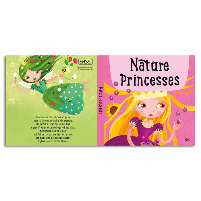 In the garden, among a thousand colourful flowers, live the princesses of nature. Build the giant puzzle and watch carefully: everything in  nature has its princess!  A box embellished with glitter containing a 60-piece puzzle to discover the wonders of nature and its beautiful and mysterious princesses.  Ideal for ages 5 and up