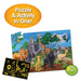 puzzle and activity all in one, with animals, lion, zebra, gorilla